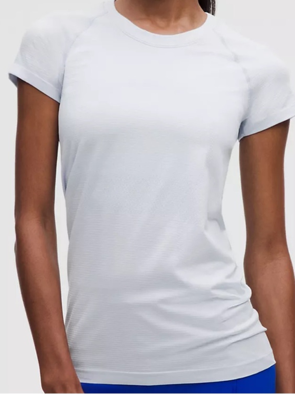 lululemon swiftly Tech Short-Sleeve Shirt top starch blue/white 6